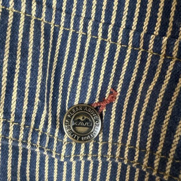 Kavu Sherpa Lined Hickory Railroad Stripe Chore Coat XXL Workwear Shirt Jacket - Picture 9 of 15